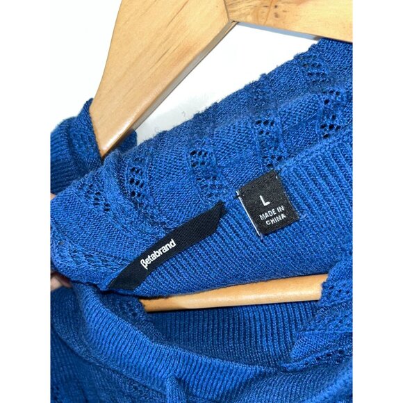 Betabrand  Womens Blue Ribbed Knit Hoodie Sweater L Large - Picture 5 of 11